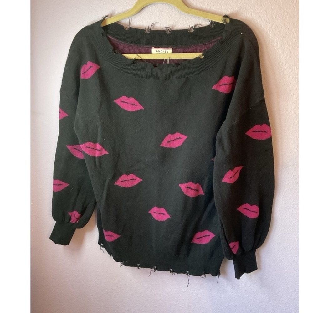 ASOS Black Sweatshirt with Pink Lip Print